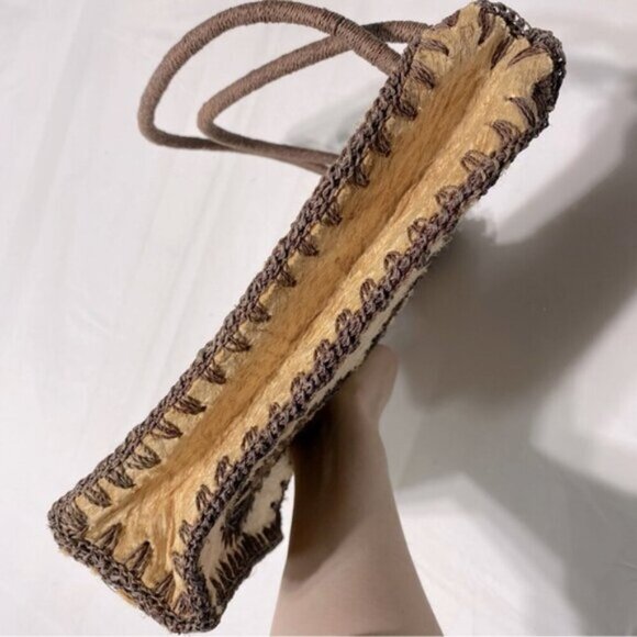 Vintage Handcrafted Brown & Cream Purse Shoulder Bag Handbag - Picture 7 of 13